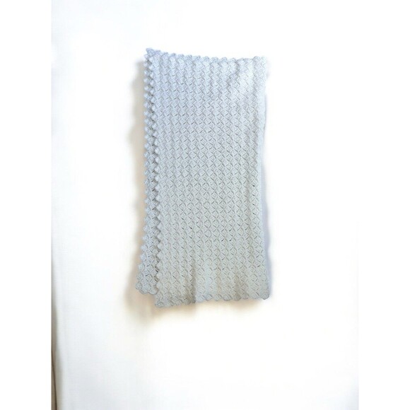 Crochet Knit White Baby Granny Afghan Throw Blanket Vintage Nursery Decor - Picture 7 of 14